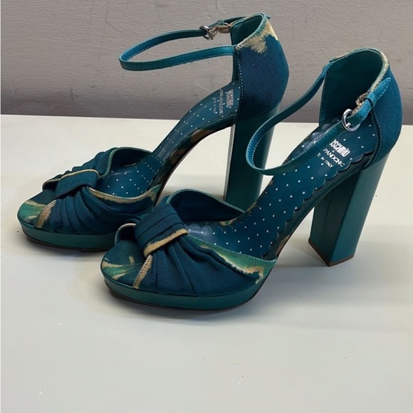 Moschino Blue and Yellow Heels with Chunky Straps - Picture 3 of 7